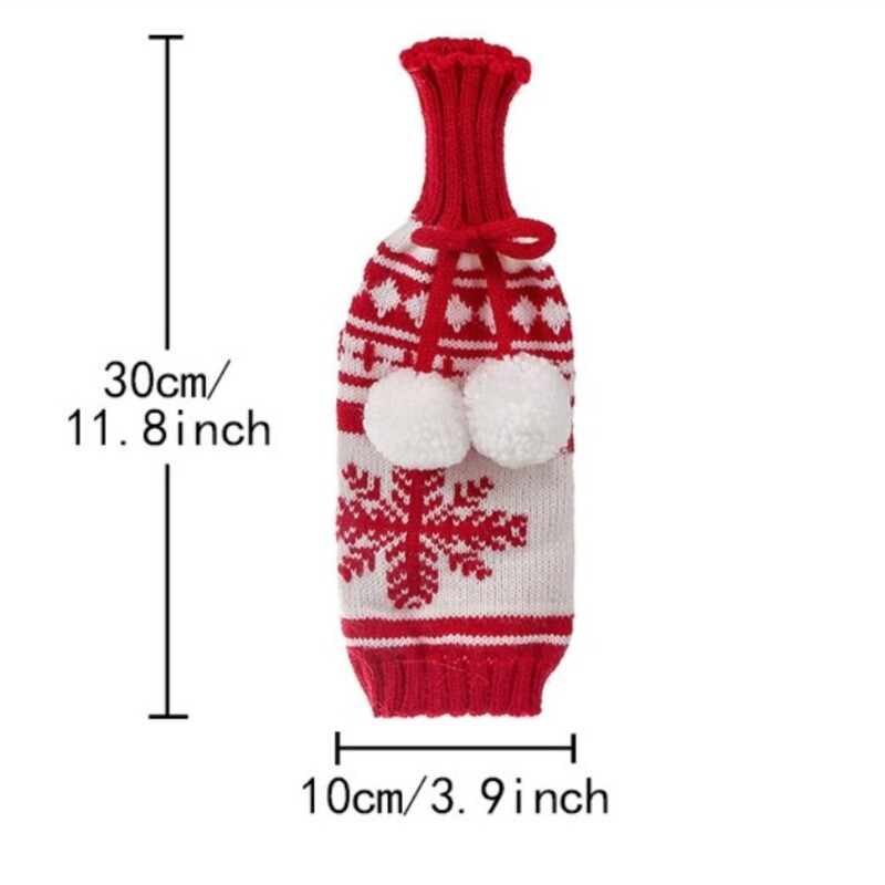 Jõulukaunistused Villane akrüül kootud triibuline veinipudeli ümbris Põdra lumememm punase veini šampanja pudeli ümbris