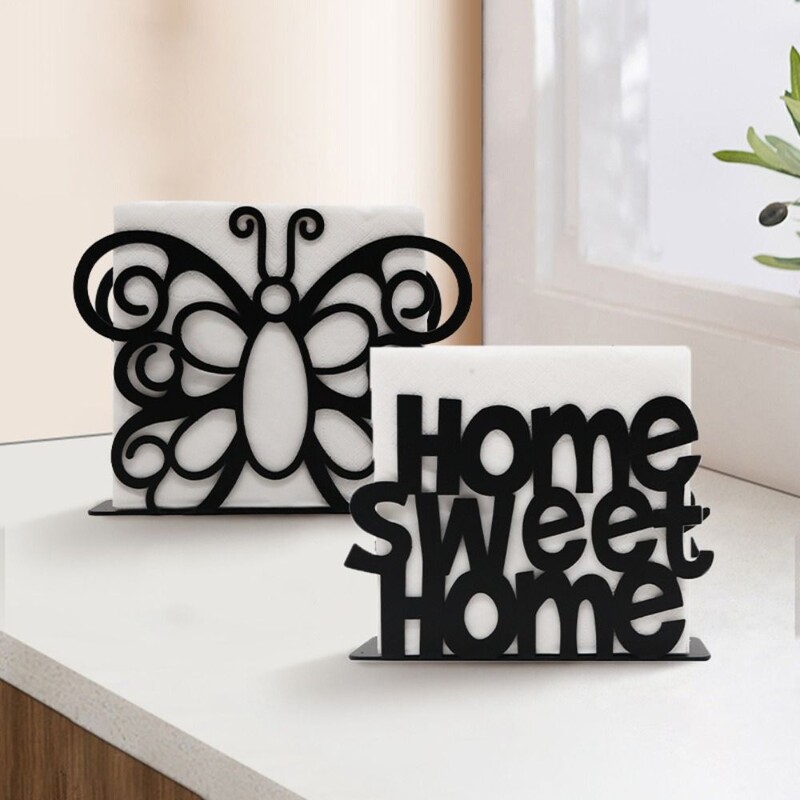 Must salvrätikuhoidja 4,7 x 1,57 x 4 tolli metallist lauaplaadiga eraldiseisev salvrätikujaotur kodus seisev salvrätikujaoturi laud