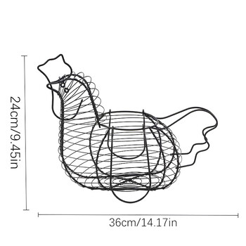 Iron Art Кошница за съхранение на яйца Поставка за яйца във формата на пиле Домашни зеленчуци Контейнер за плодове Органайзер Поставка Кошница