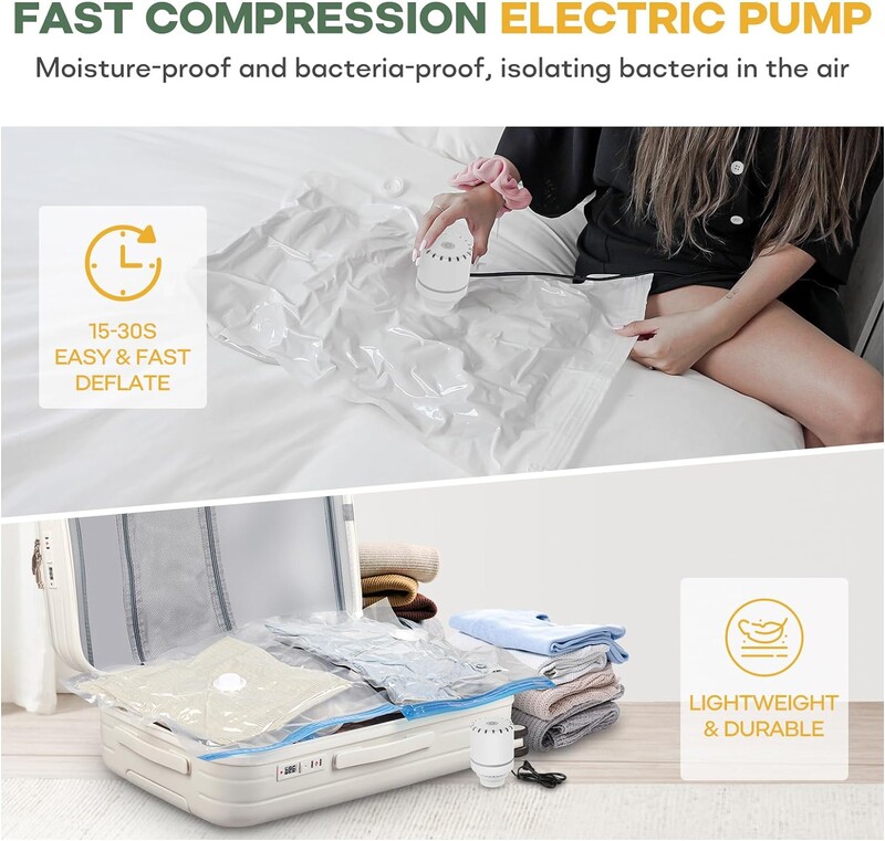 Nešiojamas elektrinis oro siurblys laikymo maišams Vakuuminis siurblys oro kompresorius, USB siurbimo mašina su 4,0 kpa ypač stipriu siurbimu