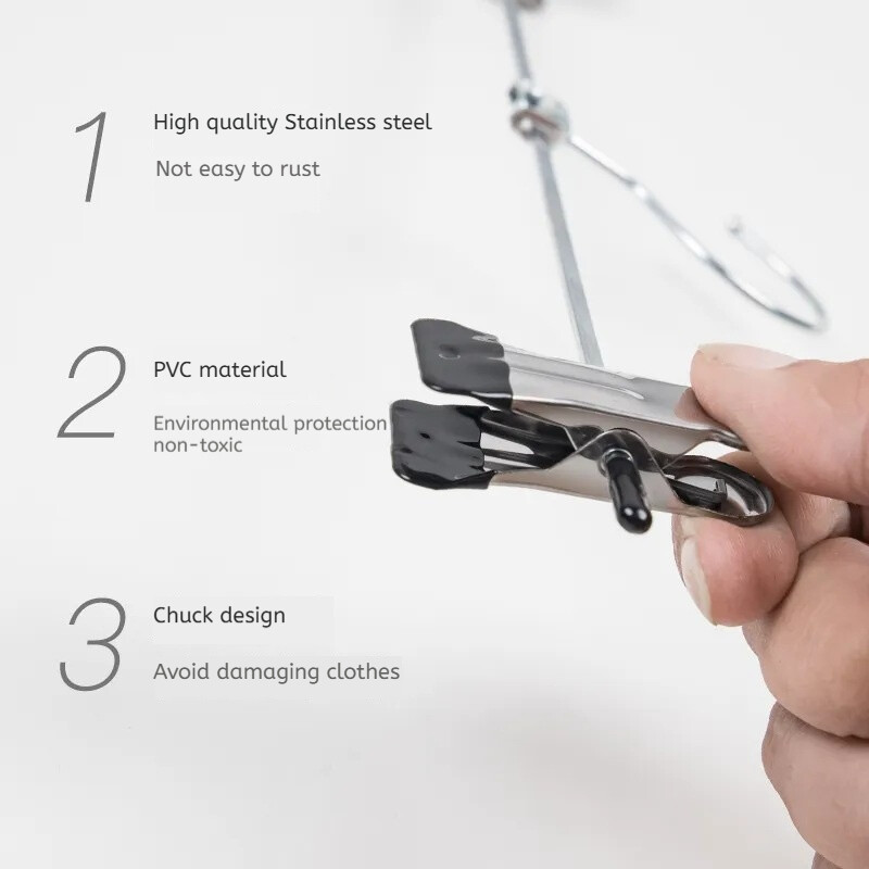 5τμχ Μεταλλική αντιανεμική κρεμάστρα για ρούχα οικιακού παντελονιού Παλτό Αντιολισθητικές στεγνωτικές κρεμάστρες με ρυθμιζόμενα κλιπ Ντουλάπες Ράφια αποθήκευσης