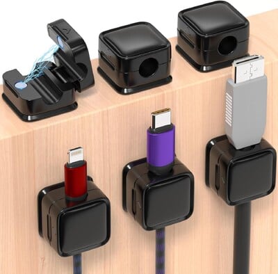 Joyroom Magnetic Cable Clips Cables Ομαλή ρυθμιζόμενη βάση καλωδίου κάτω από το γραφείο Διαχείριση καλωδίων Wire Keeper Wires Organizers θήκη