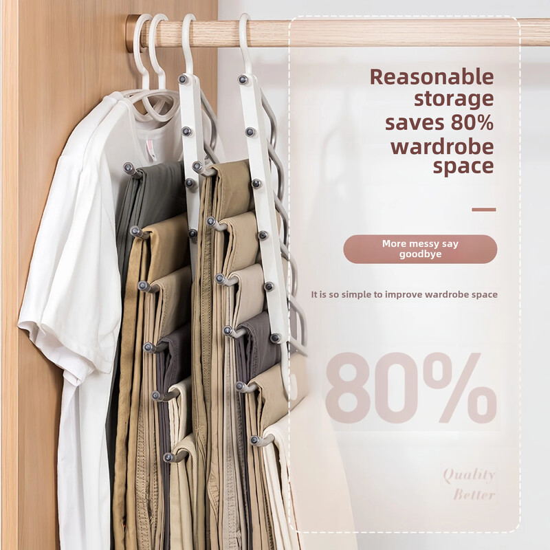 Višenamjenski prekogranični alat za pohranu kućne odjeće, podebljani protuklizni sklopivi stalak za hlače od nehrđajućeg čelika