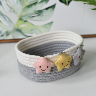 Multifunktsionaalne Star Desktop Väike korv Tross Korvid Vannitoa riided Lasteaia mänguasjad Beebi lapsed Puuvillane kootud korvikastid