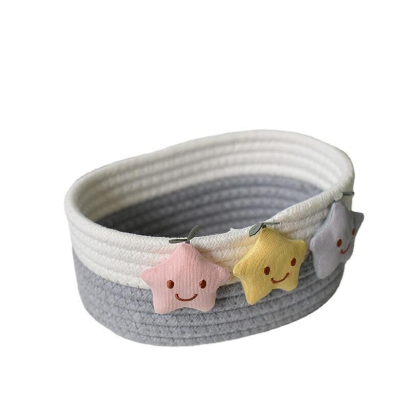 Multifunktsionaalne Star Desktop Väike korv Tross Korvid Vannitoa riided Lasteaia mänguasjad Beebi lapsed Puuvillane kootud korvikastid