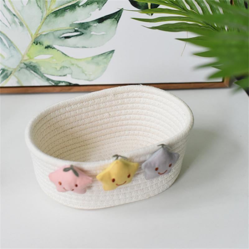 Multifunktsionaalne Star Desktop Väike korv Tross Korvid Vannitoa riided Lasteaia mänguasjad Beebi lapsed Puuvillane kootud korvikastid