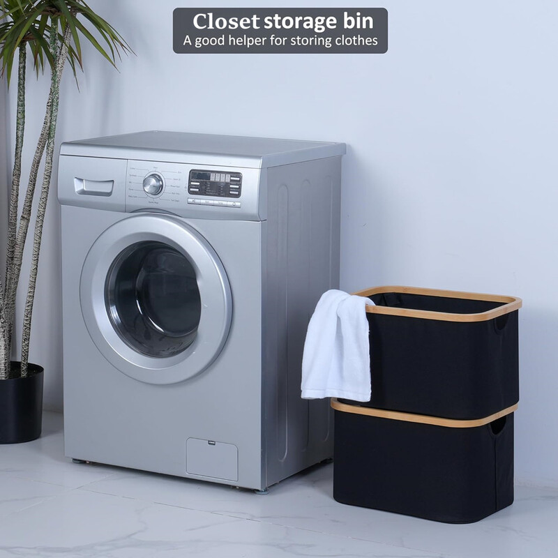 Pesu hoiukorv, ristkülikukujuline bambuskäepidemetega kapp, kokkupandavad hoiukastid mänguasjade jaoks Padjad Tekid Riided