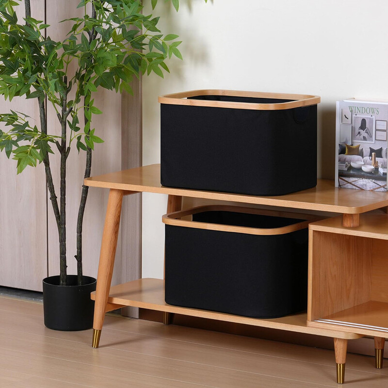 Pesu hoiukorv, ristkülikukujuline bambuskäepidemetega kapp, kokkupandavad hoiukastid mänguasjade jaoks Padjad Tekid Riided