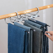 Mitmekihiline kokkupandav reguleeritav põlvepikkusega püksiriiul koduseks kasutamiseks Magic Pants Clip riidekapi hoiustamisriiul