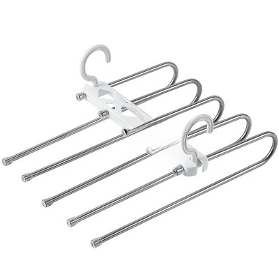 Mitmekihiline kokkupandav reguleeritav põlvepikkusega püksiriiul koduseks kasutamiseks Magic Pants Clip riidekapi hoiustamisriiul