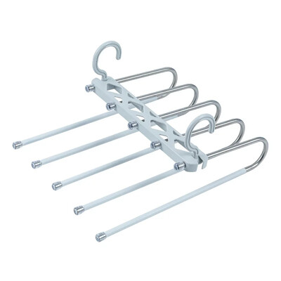 Mitmekihiline kokkupandav reguleeritav põlvepikkusega püksiriiul koduseks kasutamiseks Magic Pants Clip riidekapi hoiustamisriiul