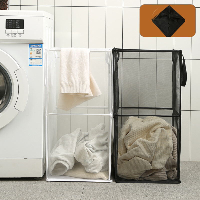 Сгъваема кошница за пране Организатор за мръсни дрехи Дрехи за баня Мрежеста чанта за съхранение Кошница за съхранение на домакински дрехи