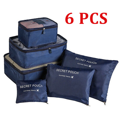 6 bucăți organizator de călătorie saci de depozitare valiza portabilă de călătorie organizator de bagaje haine pantofi geantă de ambalare genți de toaletă pentru femei