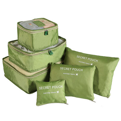 6 бр. Органайзер за пътуване Чанти за съхранение Преносим куфар за пътуване Организатор за багаж Чанта за дрехи Чанта за обувки Опаковъчна чанта Женски чанти за тоалетни принадлежности