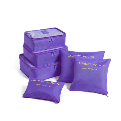 6 бр. Органайзер за пътуване Чанти за съхранение Преносим куфар за пътуване Организатор за багаж Чанта за дрехи Чанта за обувки Опаковъчна чанта Женски чанти за тоалетни принадлежности