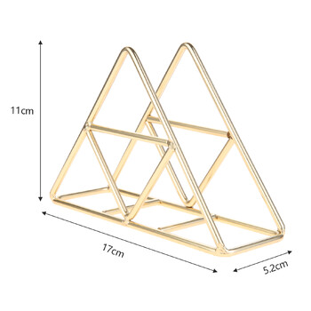 1 бр. Триъгълен държач за салфетки Вертикален кух декор от неръждаема стомана Стойка за кърпички за вечеря Пръстен Златен/розово златен барбекю Сватбено парти