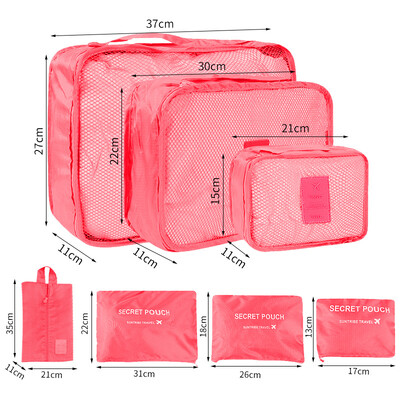 Σετ τσάντα αποθήκευσης ταξιδιού 6 τμχ για ρούχα Τακτοποιημένο Organizer Ντουλάπα βαλίτσα Θήκη Travel Organizer Τσάντα θήκη Παπούτσια συσκευασία Τσάντα Cube