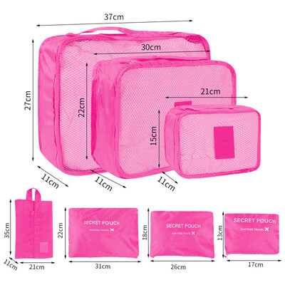 Σετ τσάντα αποθήκευσης ταξιδιού 6 τμχ για ρούχα Τακτοποιημένο Organizer Ντουλάπα βαλίτσα Θήκη Travel Organizer Τσάντα θήκη Παπούτσια συσκευασία Τσάντα Cube