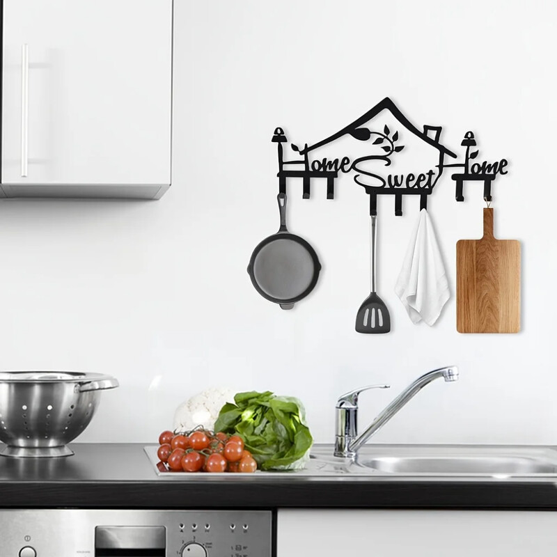 1kom metalna zidna vješalica za kapute Home Sweet Home - moderna vješalica za kapute, zidne kuke, dekoracija ulaza, zidne kuke za ulaz, dekoracija doma