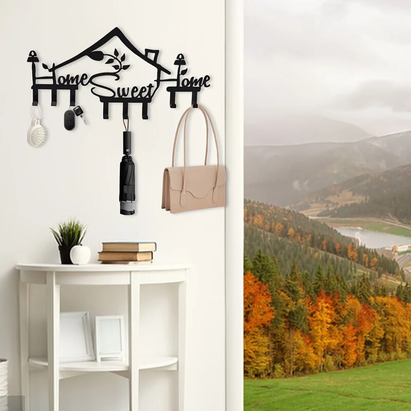 1kom metalna zidna vješalica za kapute Home Sweet Home - moderna vješalica za kapute, zidne kuke, dekoracija ulaza, zidne kuke za ulaz, dekoracija doma