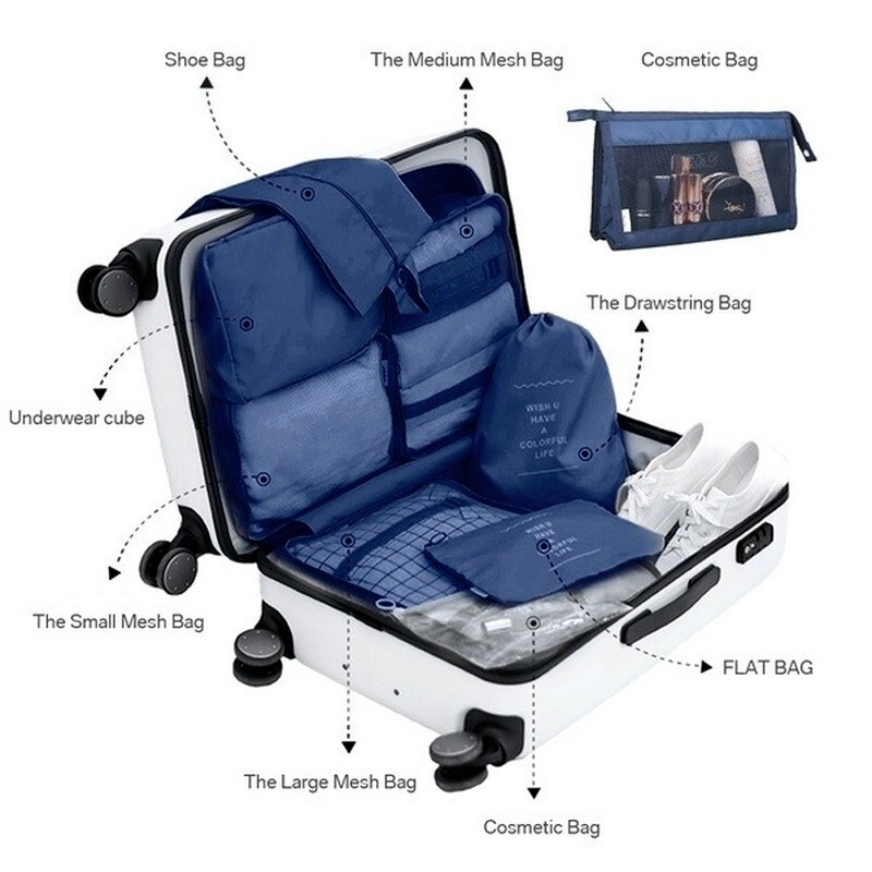 8PCS/Set Organizator torbi za putovanja Organizator torbi Dodaci Prtljaga Kofer Organizator Vodootporna torba za pranje Odlaganje odjeće