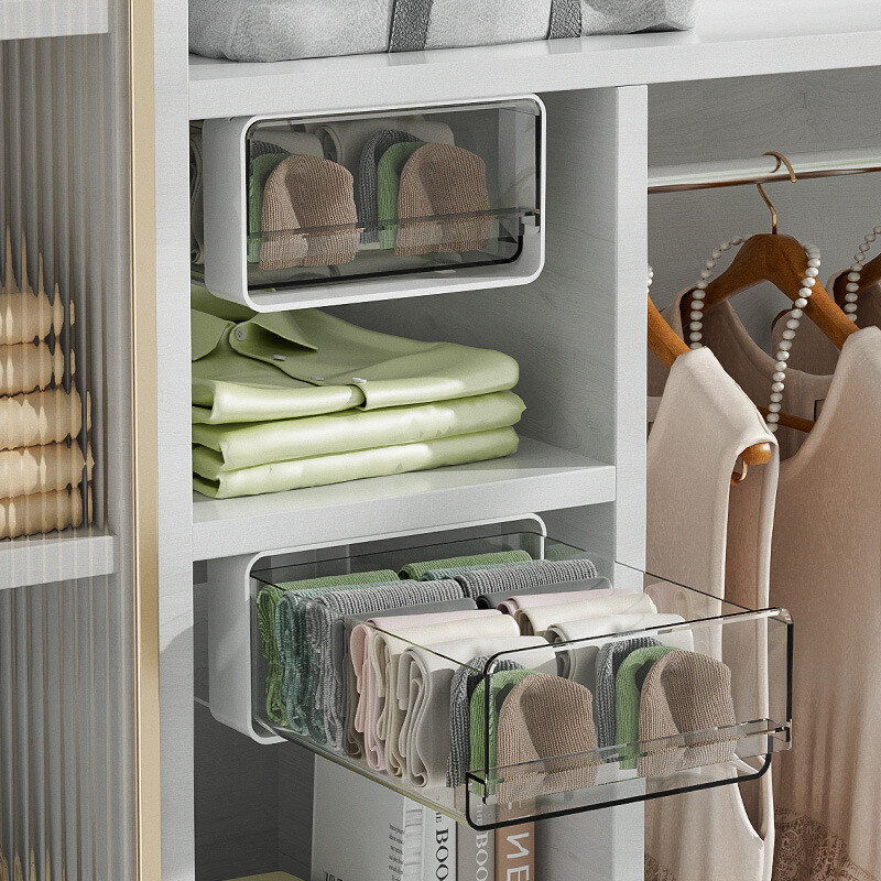 Kontor lauaalune hoiusahtel Punch Tasuta plastist läbipaistev hoiusahtel Suure mahutavusega riidekapi aluspesu organiseerija