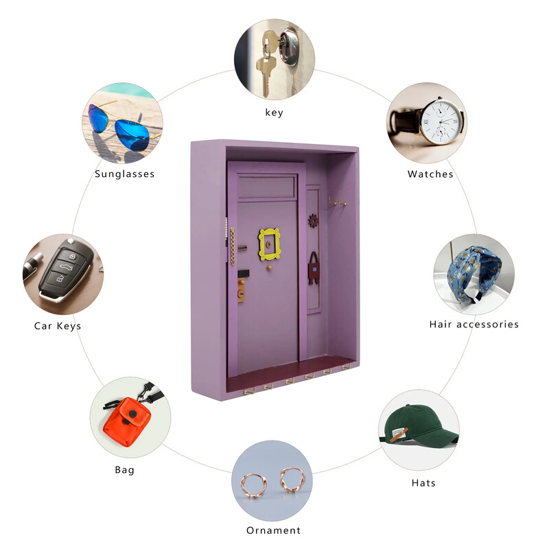 Sõprade võtmehoidja Monica uksehoidja Armas kodukink telesaadete armastajatele Korraldaja riiul postihoidja seinale