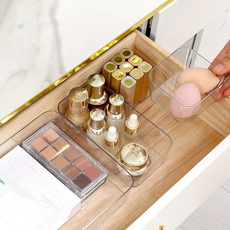 1 tk läbipaistev kast hoiustamisorganisaator kirjutuslaud plastkonteiner sahtel Korraldaja laud ehtekarbi meigikorraldaja karbid