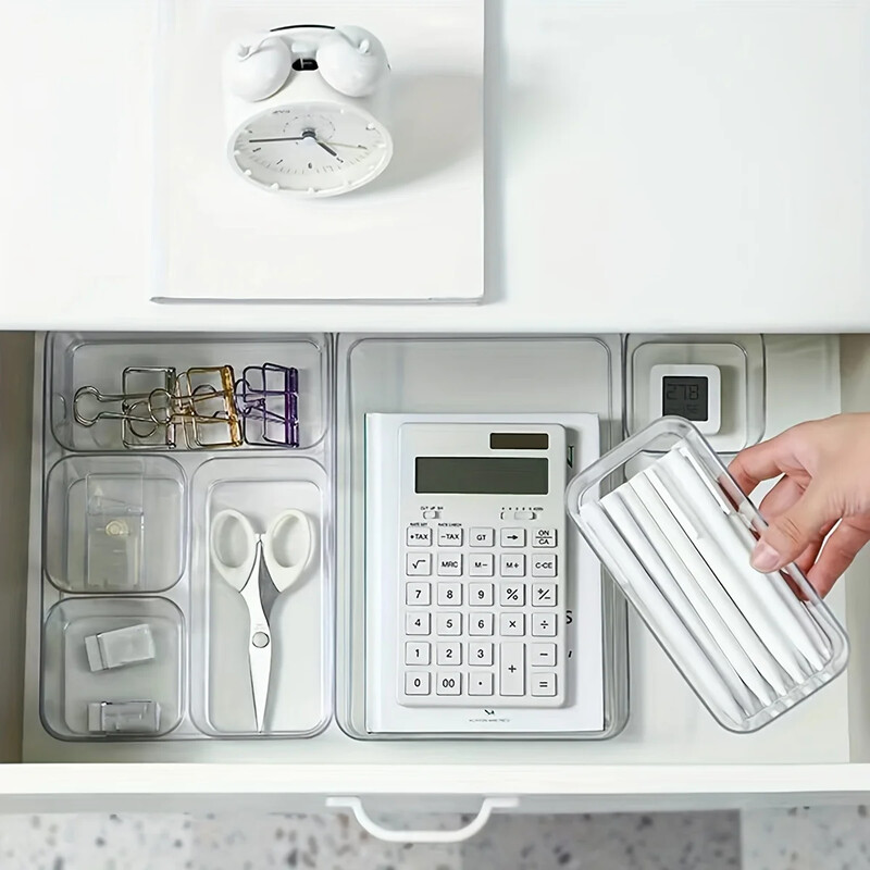 1 tk läbipaistev kast hoiustamisorganisaator kirjutuslaud plastkonteiner sahtel Korraldaja laud ehtekarbi meigikorraldaja karbid