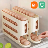 Xiaomi MIJIA 4 rétegű, automata gördülő tojástartó állvány hűtő tojástároló doboz konténer konyhai tojás adagoló hűtő rendszerező