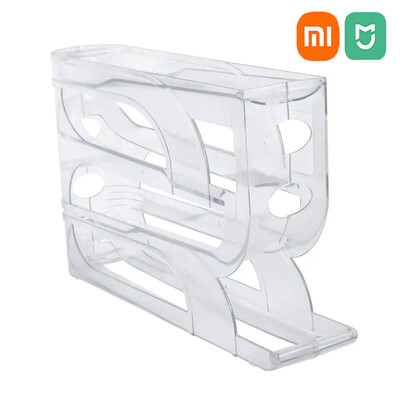 Xiaomi MIJIA 4 rétegű, automata gördülő tojástartó állvány hűtő tojástároló doboz konténer konyhai tojás adagoló hűtő rendszerező