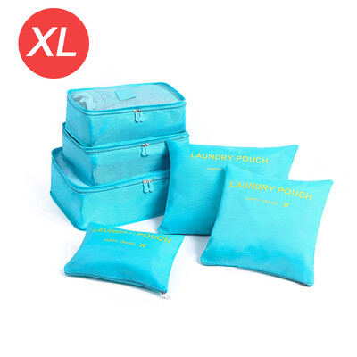 Органайзер за пътуване с голям размер от 6 части, преносим куфар, органайзер за дрехи, обувки, чанта за грим, органайзер за багаж, чанта за съхранение при пътуване