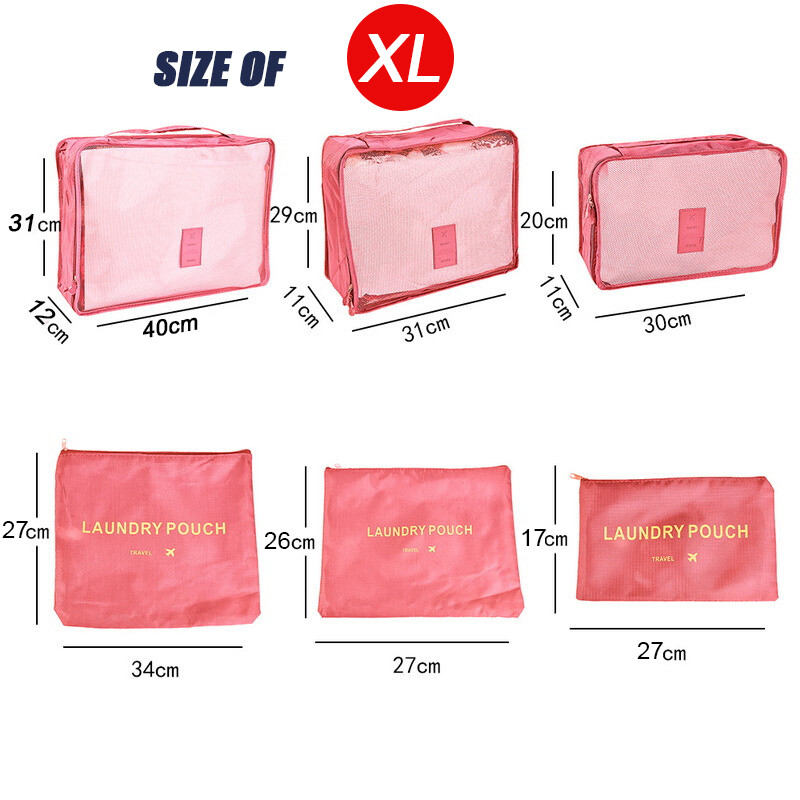 Органайзер за пътуване с голям размер от 6 части, преносим куфар, органайзер за дрехи, обувки, чанта за грим, органайзер за багаж, чанта за съхранение при пътуване