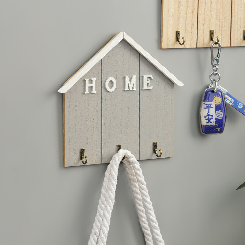 Põhjamaade veranda võtmekonks puidust loominguline seinahoidik Multifunktsionaalne seinale kinnitatav võtmehoidja