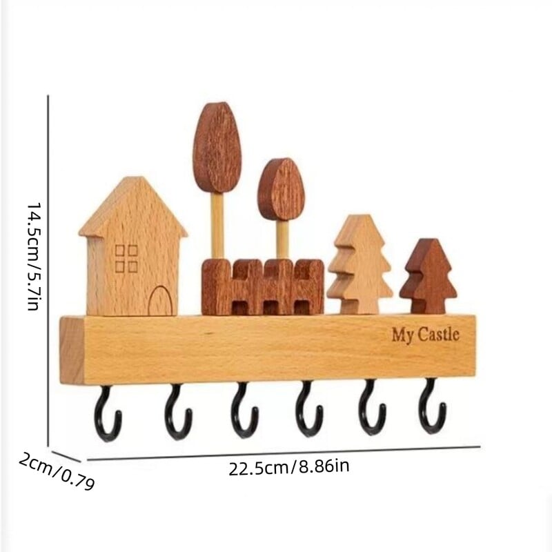 1 Σετ απλό και χαριτωμένο στυλ Γάντζος κλειδιού από μασίφ ξύλο, τρισδιάστατο σχέδιο για ντουλάπι τοίχου Γάντζος χωρίς καρφιά για διακόσμηση τοίχου
