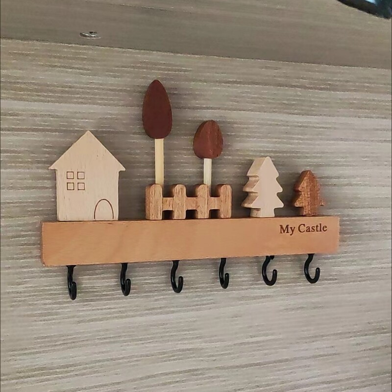 1 Σετ απλό και χαριτωμένο στυλ Γάντζος κλειδιού από μασίφ ξύλο, τρισδιάστατο σχέδιο για ντουλάπι τοίχου Γάντζος χωρίς καρφιά για διακόσμηση τοίχου