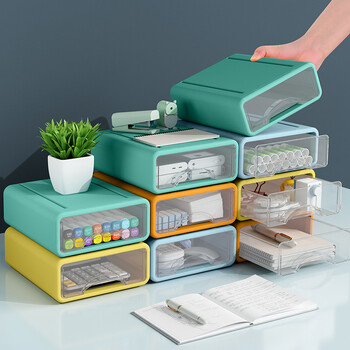 Συρτάρι αποθήκευσης Γραφείο Organizer Rack Utility Rack Cosmetics Desktop Storage Box Ντουλάπι οικιακού γραφείου στοιβαζόμενα