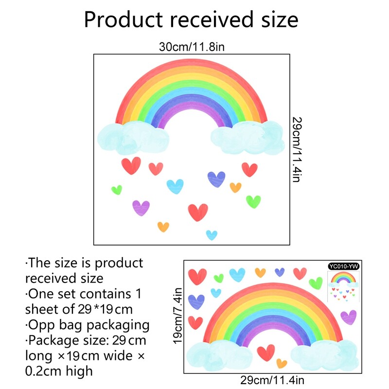 Карикатура Rainbow Светещи стикери за стена Светят в тъмния облак Сърце Направи си сам Стикери за стена за бебе Детска стая Декорации за дома в детска стая