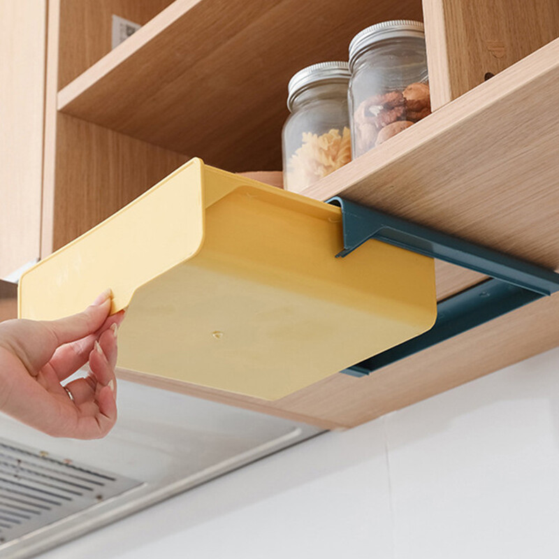 Peidetud rippuv hoiukast köögisahtel nuga kahvel lusikasalus Isekleepuv laua sahtel Kontori kirjatarvete tööriistade korraldaja