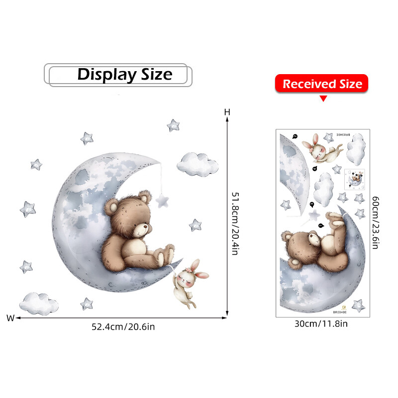 Armas kaisukarujänes kuu peal lastetubade seinakleebised beebituba lasteaia taustakaunistus seinakleebised interjööri kleebis