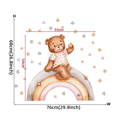 Autocolante de perete cu lună, ursuleț de plus de desene animate, pentru camera copiilor, autocolant decor pentru creșă pentru copii