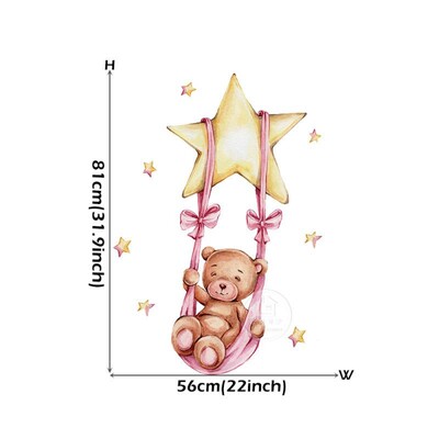 Autocolante de perete cu lună, ursuleț de plus de desene animate, pentru camera copiilor, autocolant decor pentru creșă pentru copii