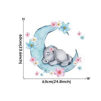 Autocolante de perete cu lună, ursuleț de plus de desene animate, pentru camera copiilor, autocolant decor pentru creșă pentru copii