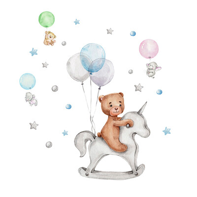 Elevant Sleeping Moon Star Seinakleebised lastetoale Beebitoatoa kaunistamiseks Seinakleebised Kodukaunistus Joonisfilm Loom