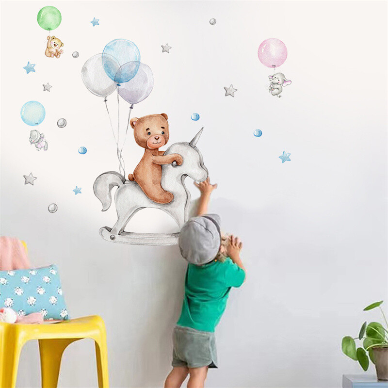 Elevant Sleeping Moon Star Seinakleebised lastetoale Beebitoatoa kaunistamiseks Seinakleebised Kodukaunistus Joonisfilm Loom