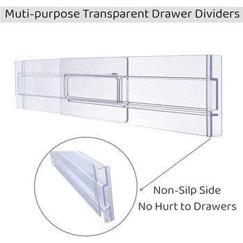 1Pcs Clear Drawer Dividers Organizer Ρυθμιζόμενο ντουλάπι αποθήκευσης ρούχων Organizer Συρτάρια Separators Organizer συρταριών κουζίνας