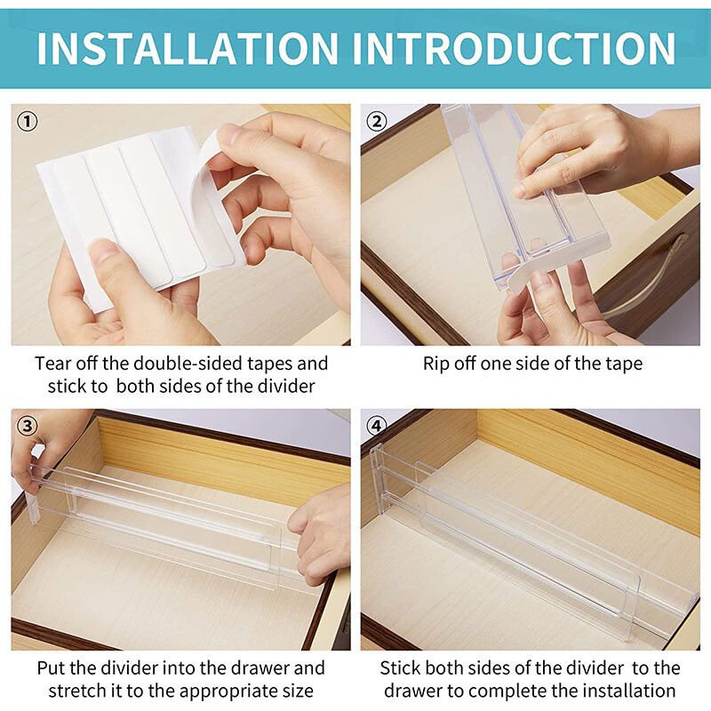 1 бр. Прозрачни разделители за чекмеджета Органайзер Регулируем шкаф за съхранение Органайзер за дрехи Чекмеджета Разделители Органайзер за кухненски чекмеджета