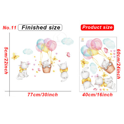 Αυτοκόλλητα τοίχου με ιπτάμενα μπαλόνια ζωάκια για παιδιά Διακόσμηση παιδικού δωματίου Χαριτωμένο λαγουδάκι αποσπώμενο PVC αυτοκόλλητα DIY κομμάτια Τοιχογραφία