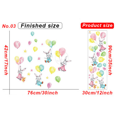 Αυτοκόλλητα τοίχου με ιπτάμενα μπαλόνια ζωάκια για παιδιά Διακόσμηση παιδικού δωματίου Χαριτωμένο λαγουδάκι αποσπώμενο PVC αυτοκόλλητα DIY κομμάτια Τοιχογραφία