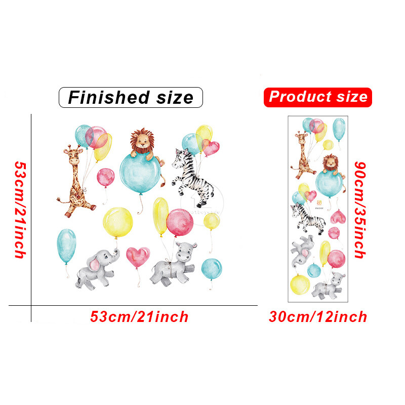 Αυτοκόλλητα τοίχου με ιπτάμενα μπαλόνια ζωάκια για παιδιά Διακόσμηση παιδικού δωματίου Χαριτωμένο λαγουδάκι αποσπώμενο PVC αυτοκόλλητα DIY κομμάτια Τοιχογραφία
